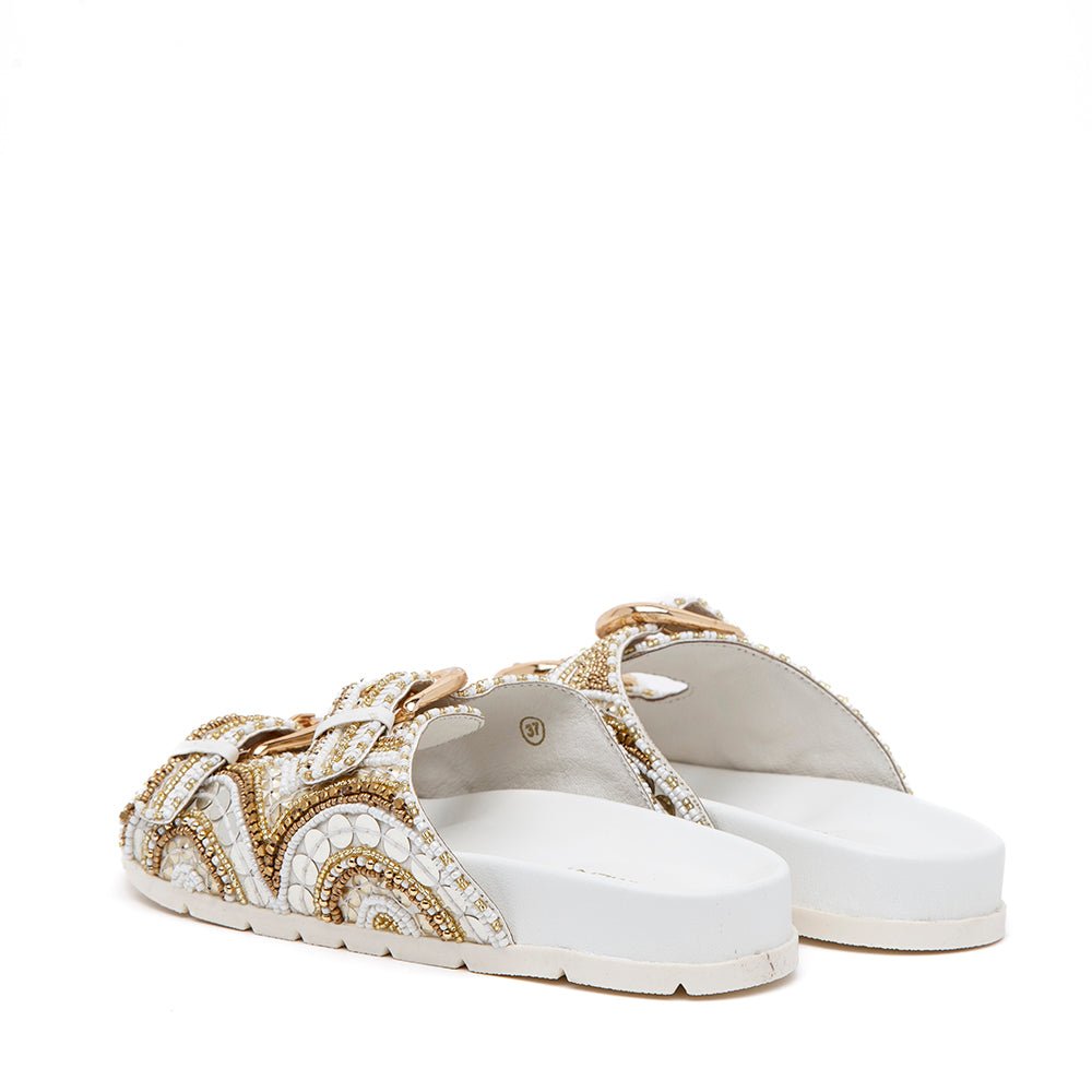 Sandalo slide in paillettes bianco - TreemmeCreazioni