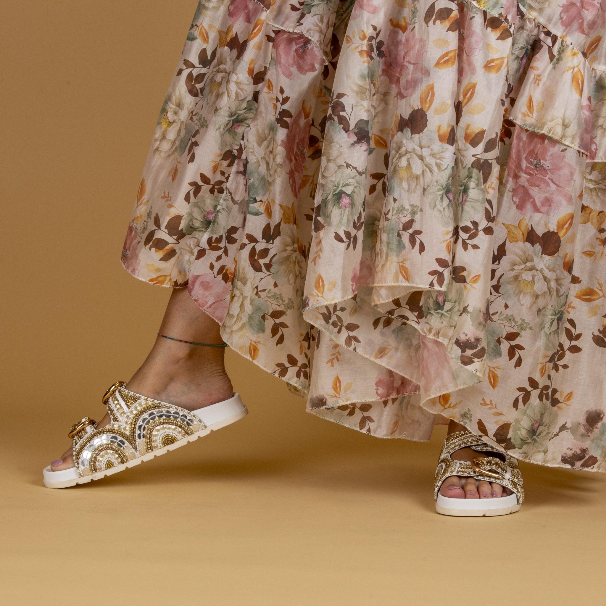 Sandalo slide in paillettes bianco - TreemmeCreazioni