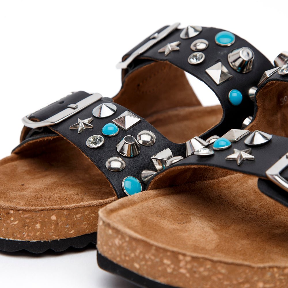 Borchie Ovye Sandali Neri Borchie Ovye Scarpe Sandali Ovye Sandali