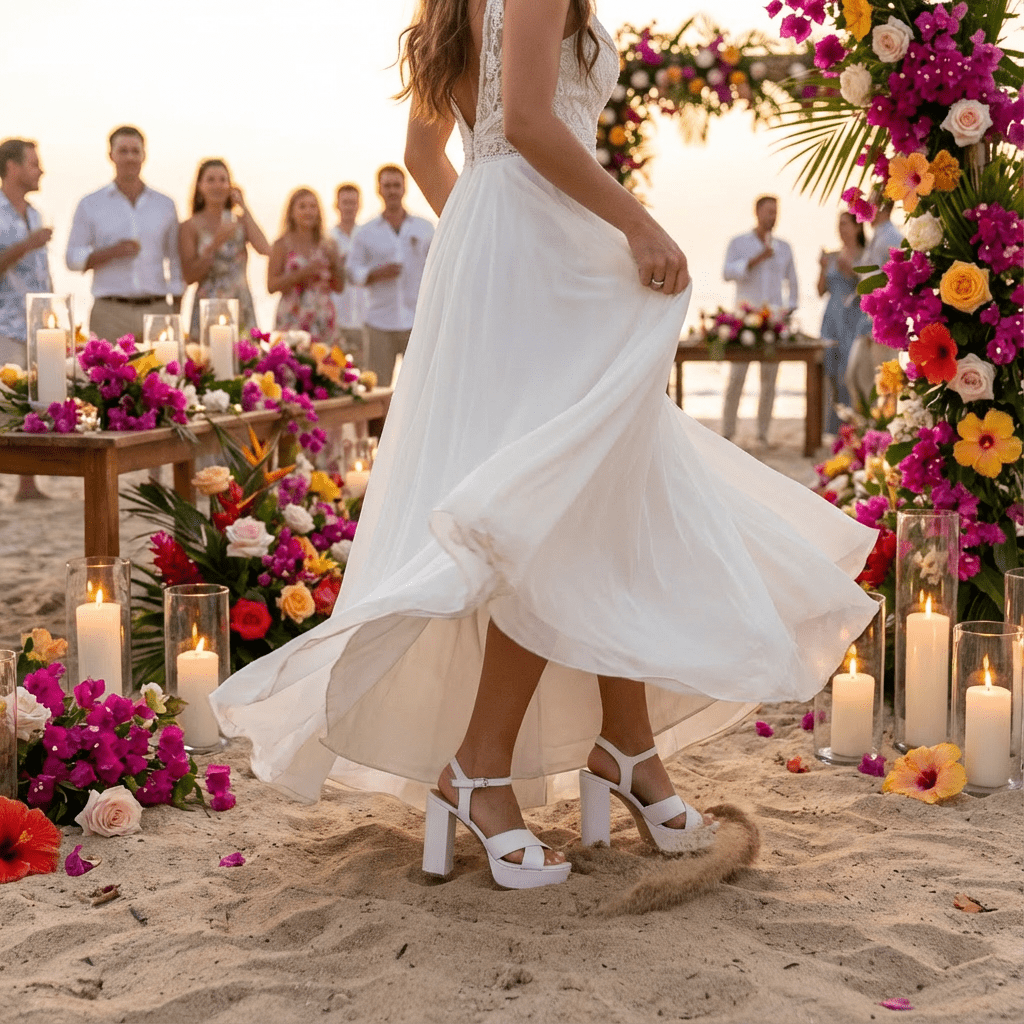 Sandalo Sposa bianco con plateau. - TreemmeCreazioni