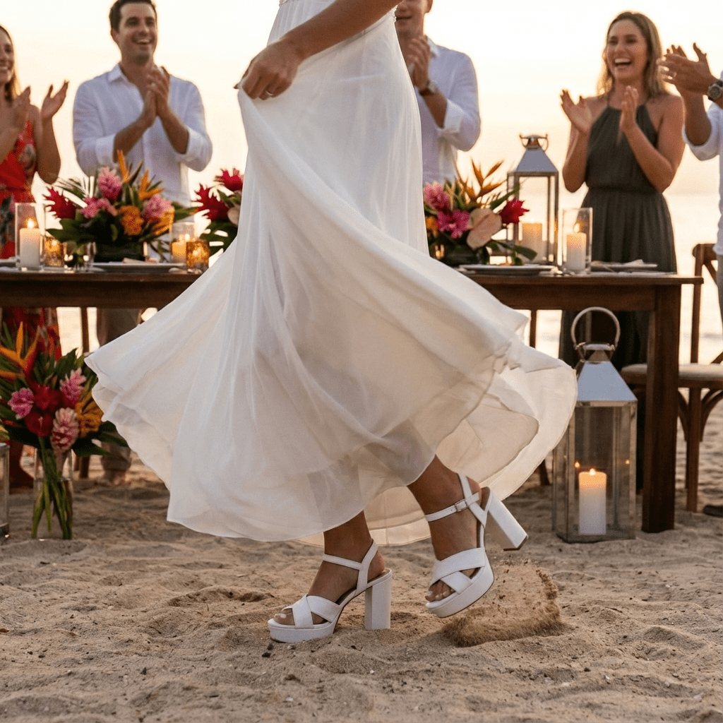 Sandalo Sposa bianco con plateau. - TreemmeCreazioni
