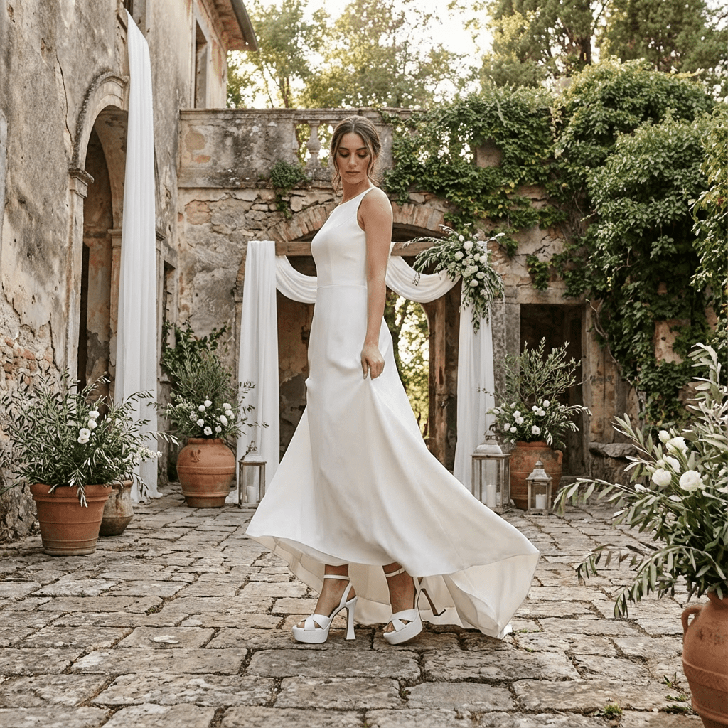 Sandalo Sposa con cinturino e plateau. - TreemmeCreazioni
