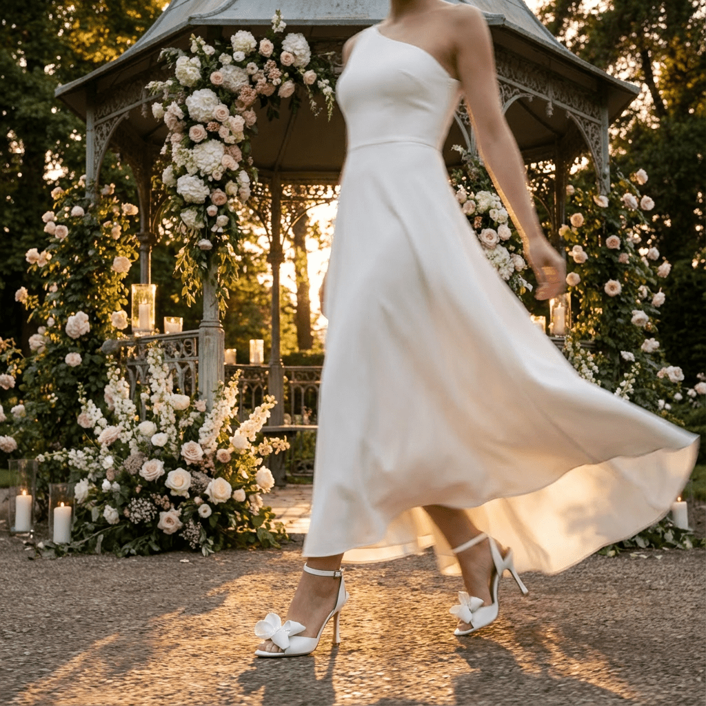 Sandalo Sposa in liz bianco con fiocco. - TreemmeCreazioni