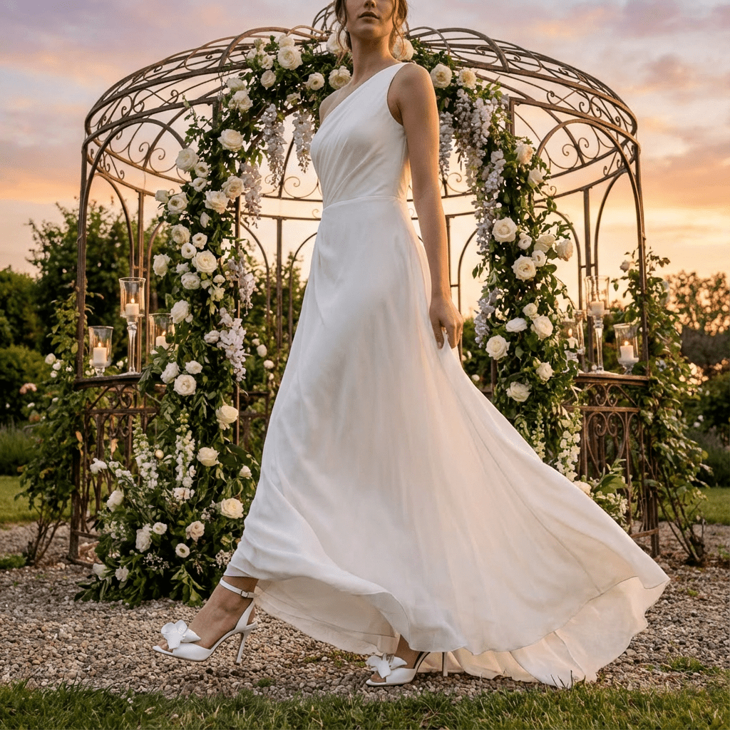 Sandalo Sposa in liz bianco con fiocco. - TreemmeCreazioni