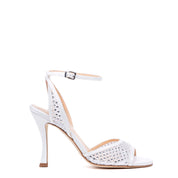 Sandalo Sposa in satin bianco e micro cristalli. - TreemmeCreazioni