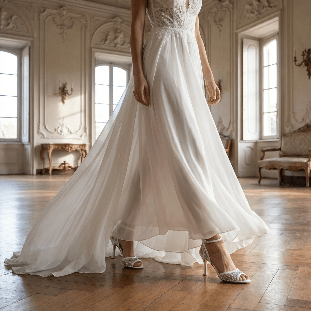 Sandalo Sposa in satin bianco e micro cristalli. - TreemmeCreazioni