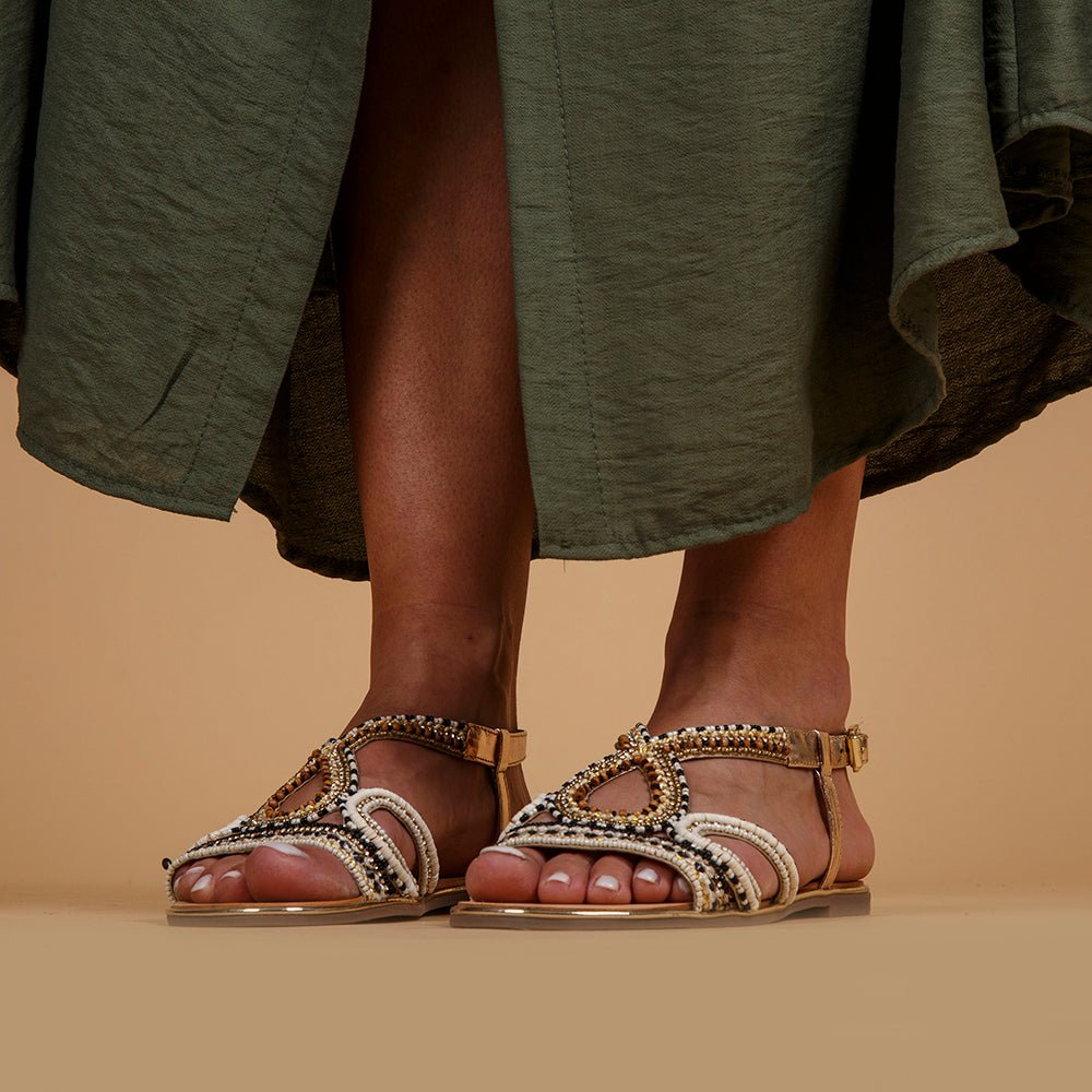 Sandalo stile etnico con perline. - TreemmeCreazioni