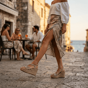 Sandalo zeppa con torciglioni in strass platino - TreemmeCreazioni