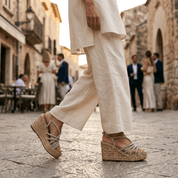 Sandalo zeppa con torciglioni in strass platino - TreemmeCreazioni