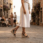 Sandalo zeppa in vitello nero con borchie - TreemmeCreazioni