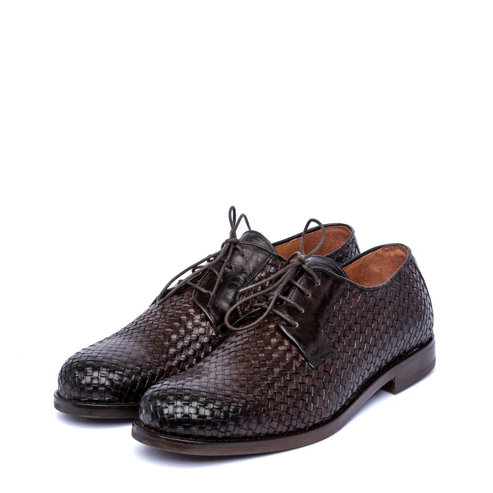 Scarpa uomo elegante in pelle intrecciata marrone - TreemmeCreazioni