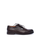 Scarpa uomo elegante in pelle intrecciata marrone