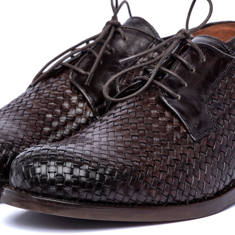 Scarpa uomo elegante in pelle intrecciata marrone - TreemmeCreazioni