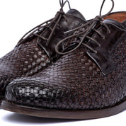Scarpa uomo elegante in pelle intrecciata marrone - TreemmeCreazioni