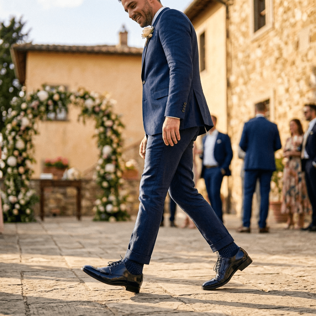 Scarpa uomo elegante in saffiano blu. - TreemmeCreazioni