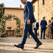 Scarpa uomo elegante in saffiano blu. - TreemmeCreazioni