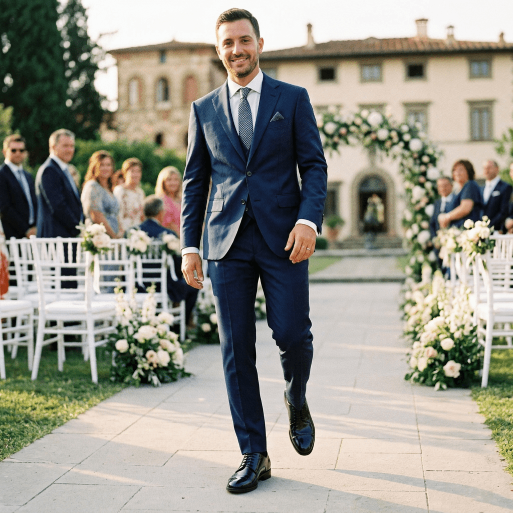 Scarpa uomo elegante in saffiano blu. - TreemmeCreazioni