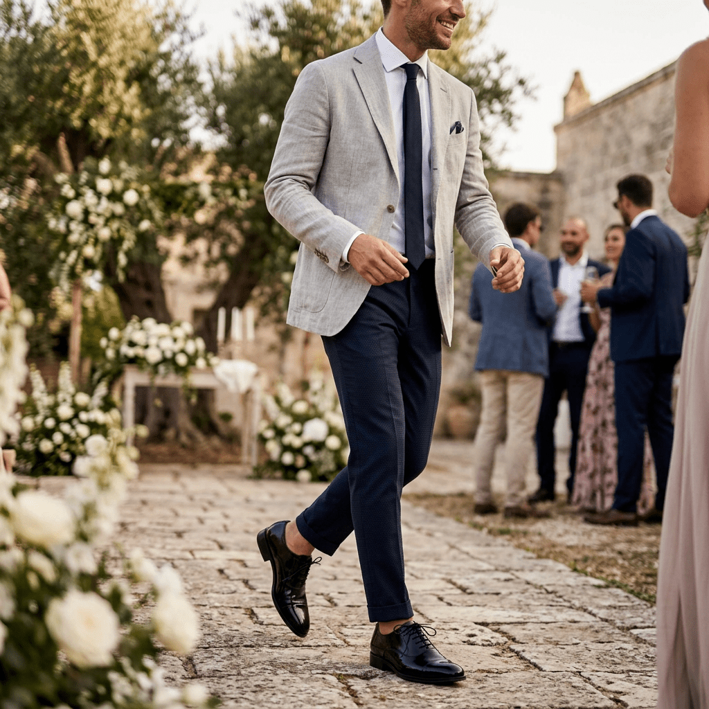 Scarpa uomo elegante in saffiano nero. - TreemmeCreazioni