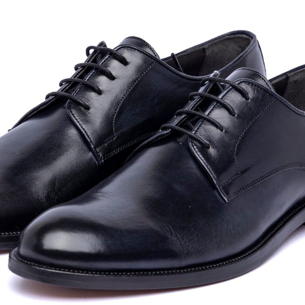 Scarpa uomo elegante in vitello blu lucidato - TreemmeCreazioni