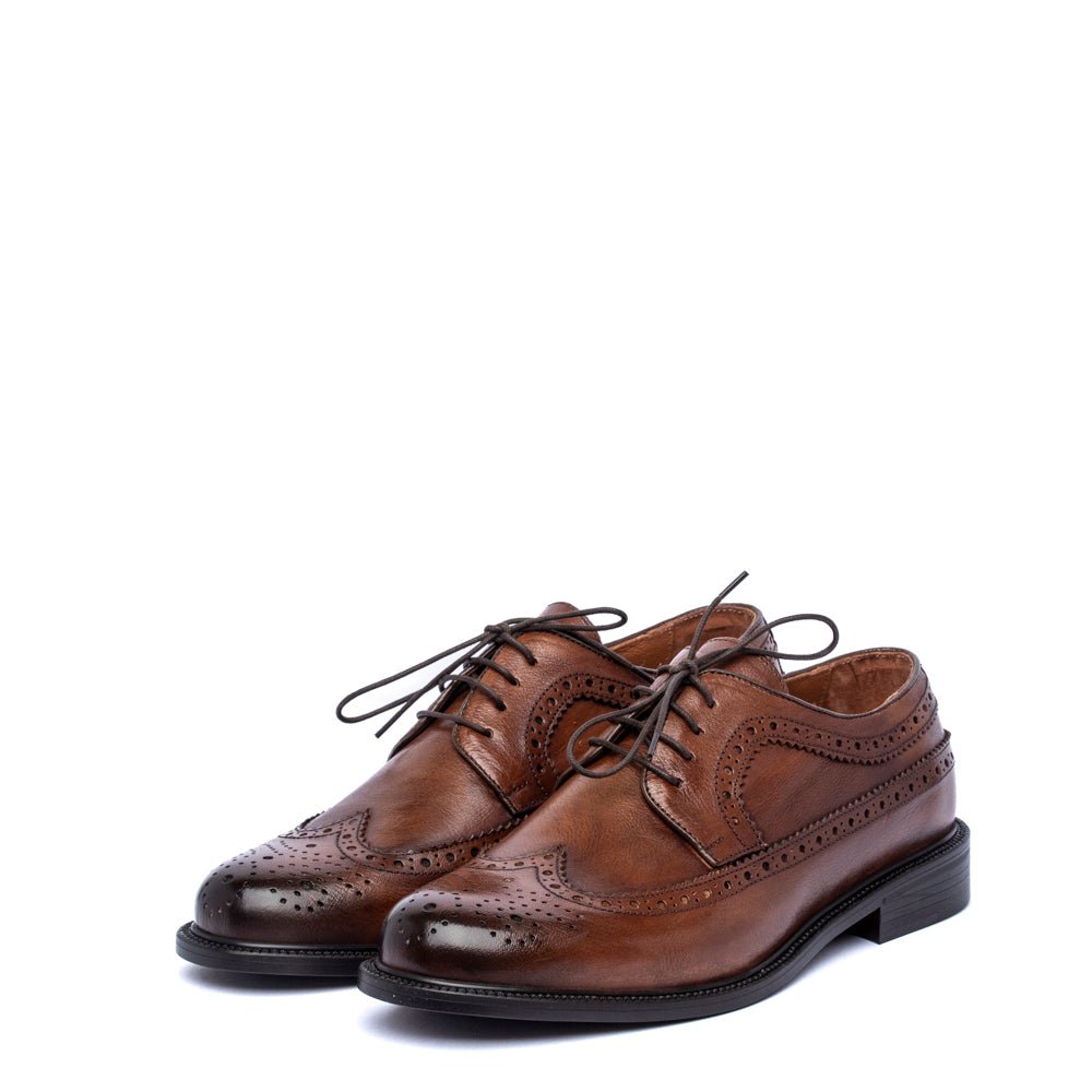 Scarpa uomo elegante in vitello cuoio con ricamo - TreemmeCreazioni