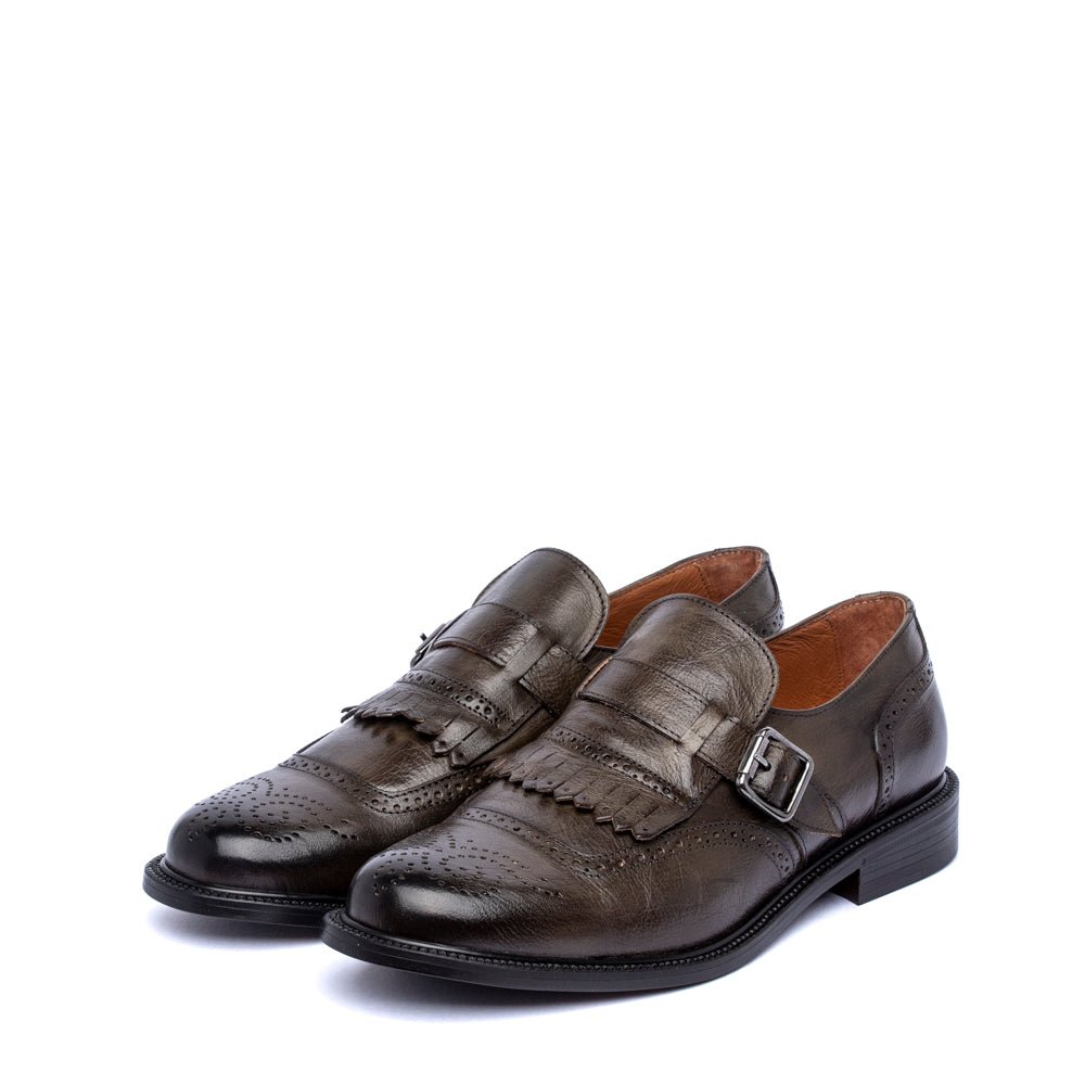 Scarpa uomo elegante in vitello militare con mascherina - TreemmeCreazioni