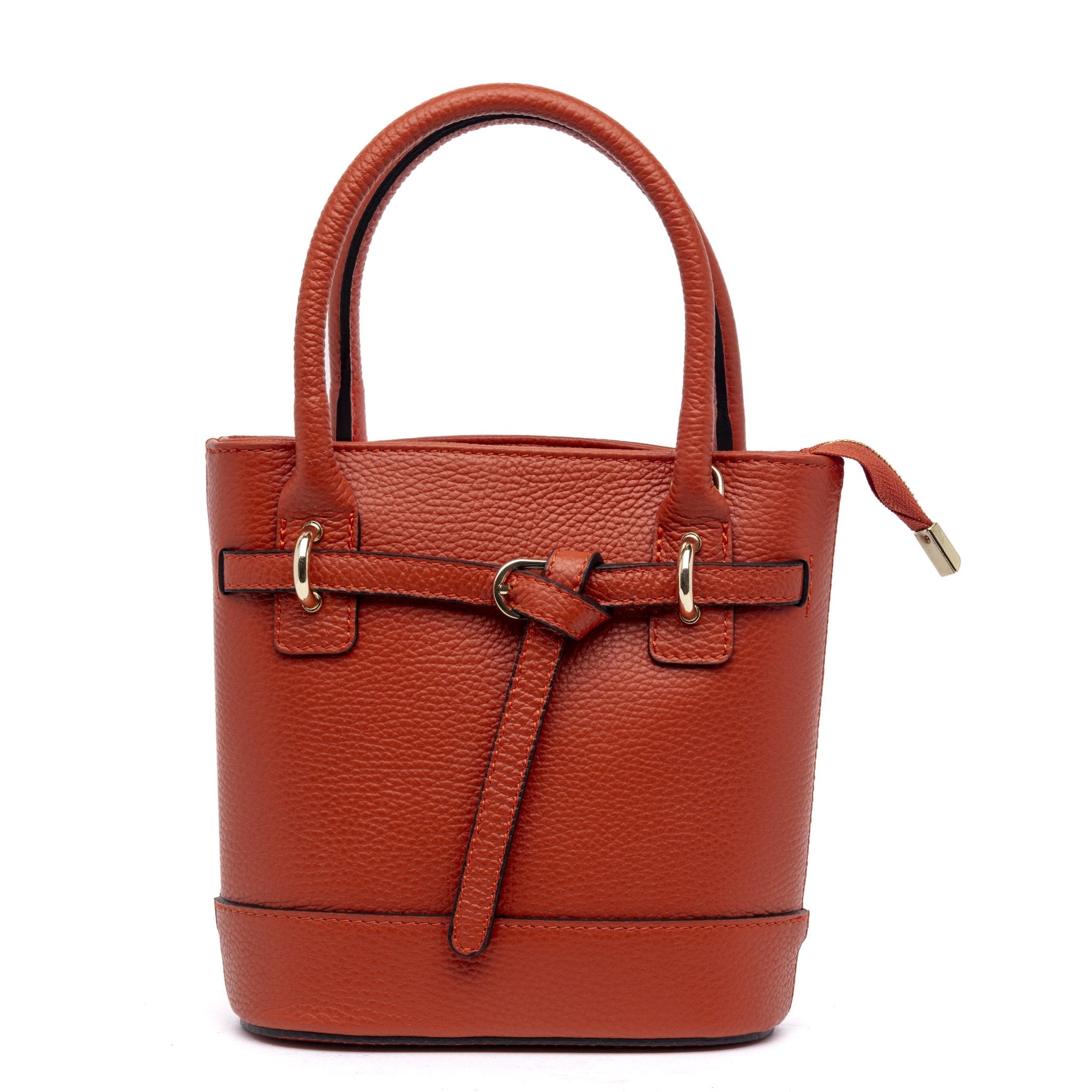 Secchiello in pelle bottolata arancio. - TreemmeCreazioni