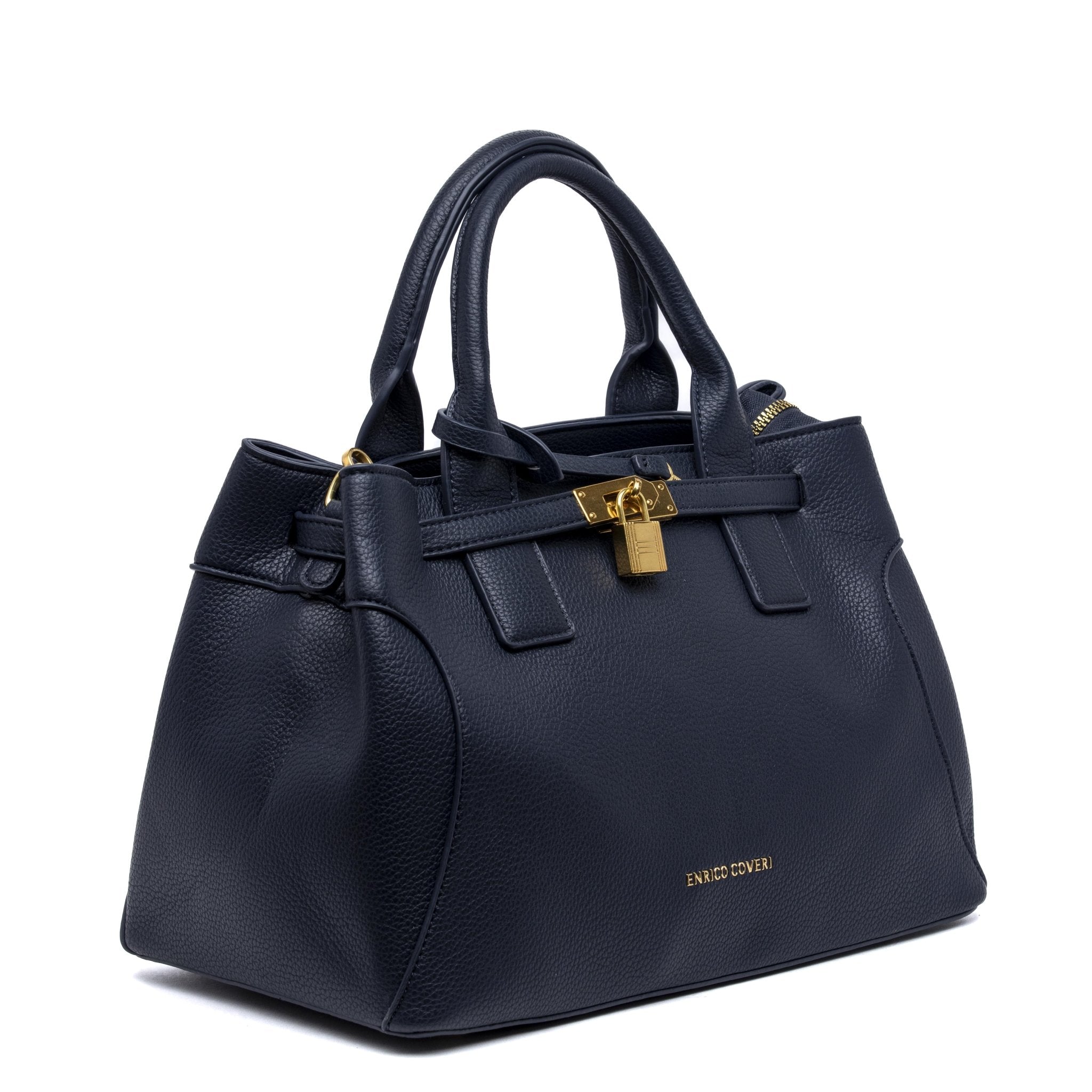 Shopper a mano in ecopelle blu navy. - TreemmeCreazioni