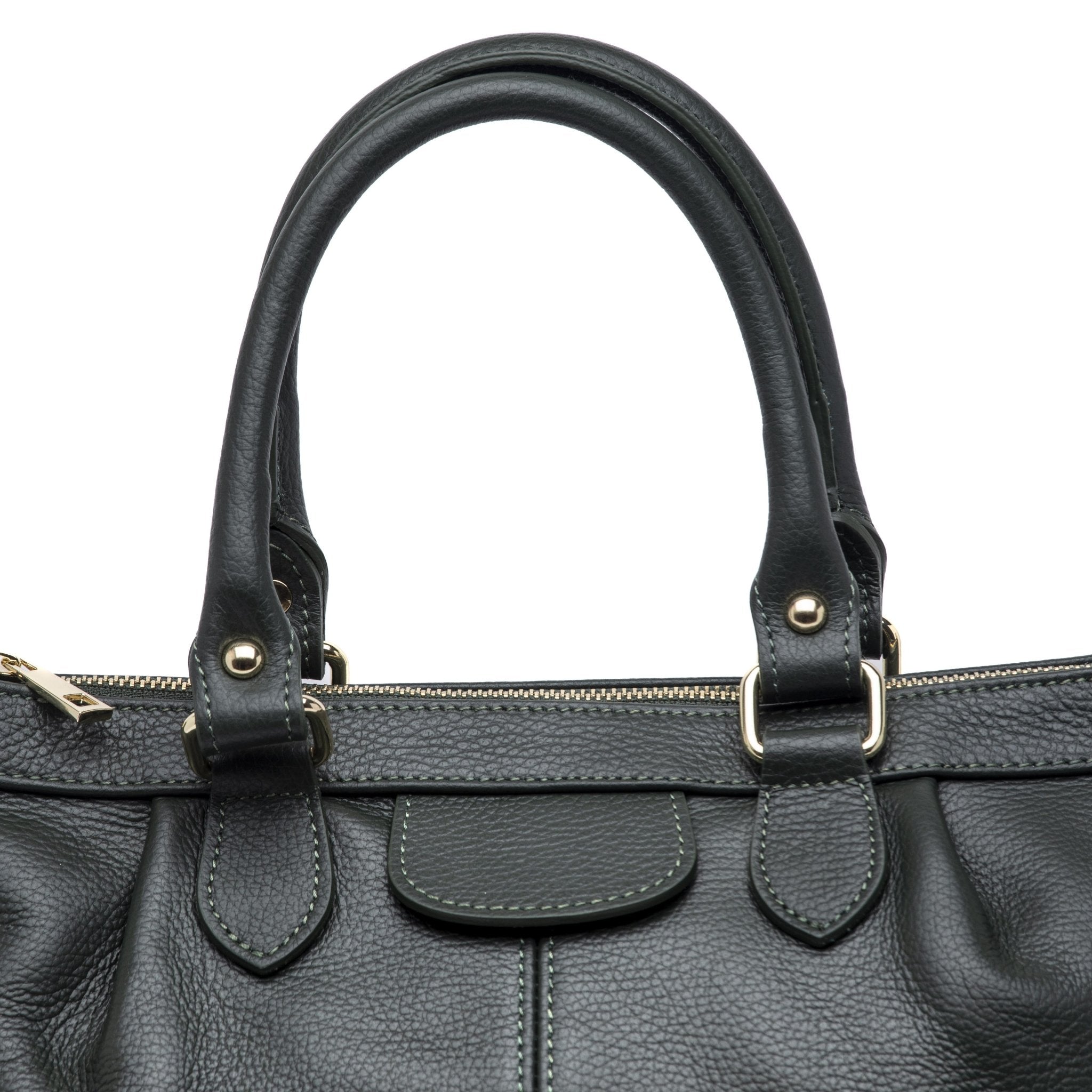 Shopper a mano in pelle bottolata verde. - TreemmeCreazioni