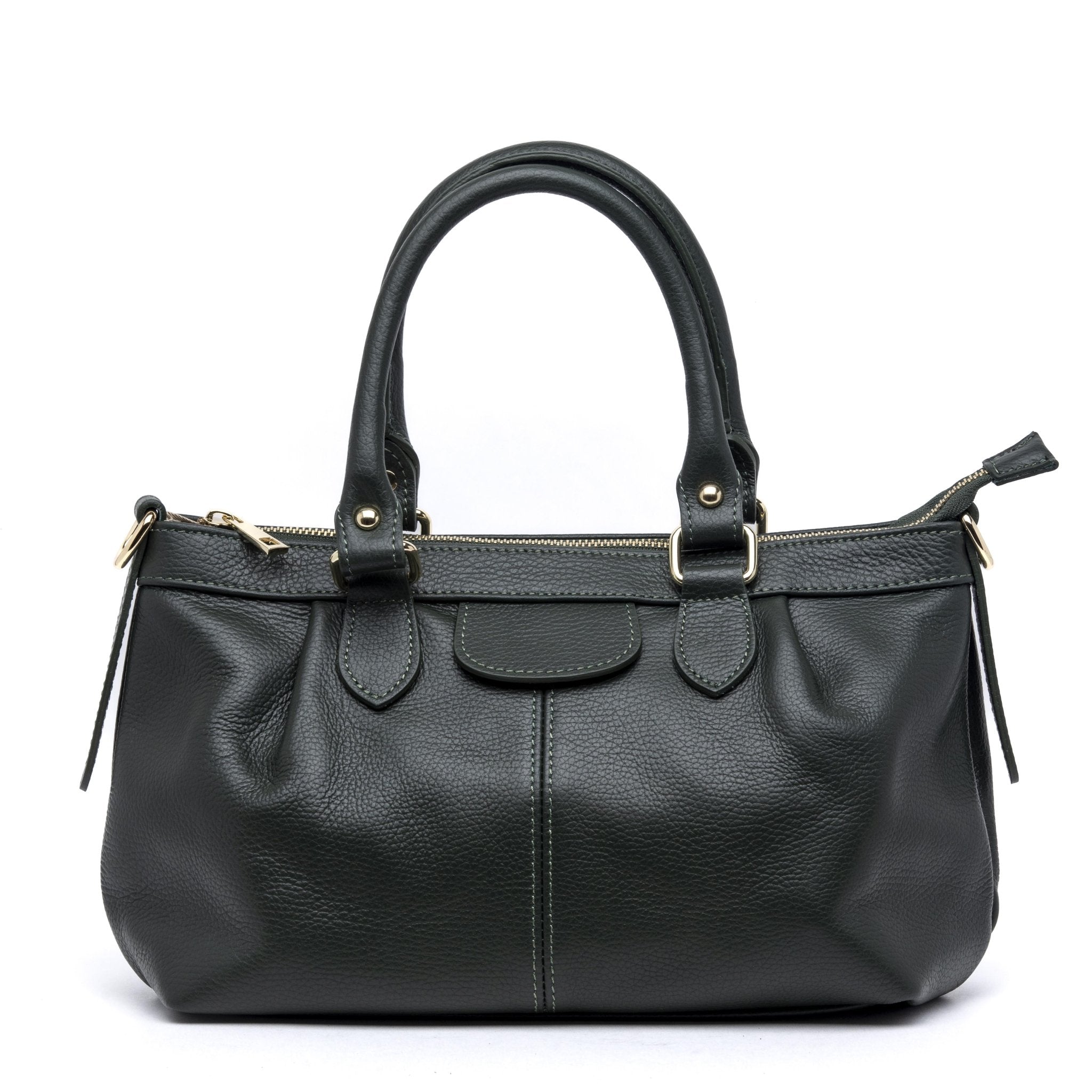 Shopper a mano in pelle bottolata verde. - TreemmeCreazioni