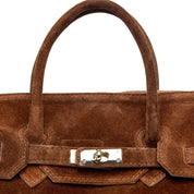 Shopper a mano in scamosciato cuoio. - TreemmeCreazioni