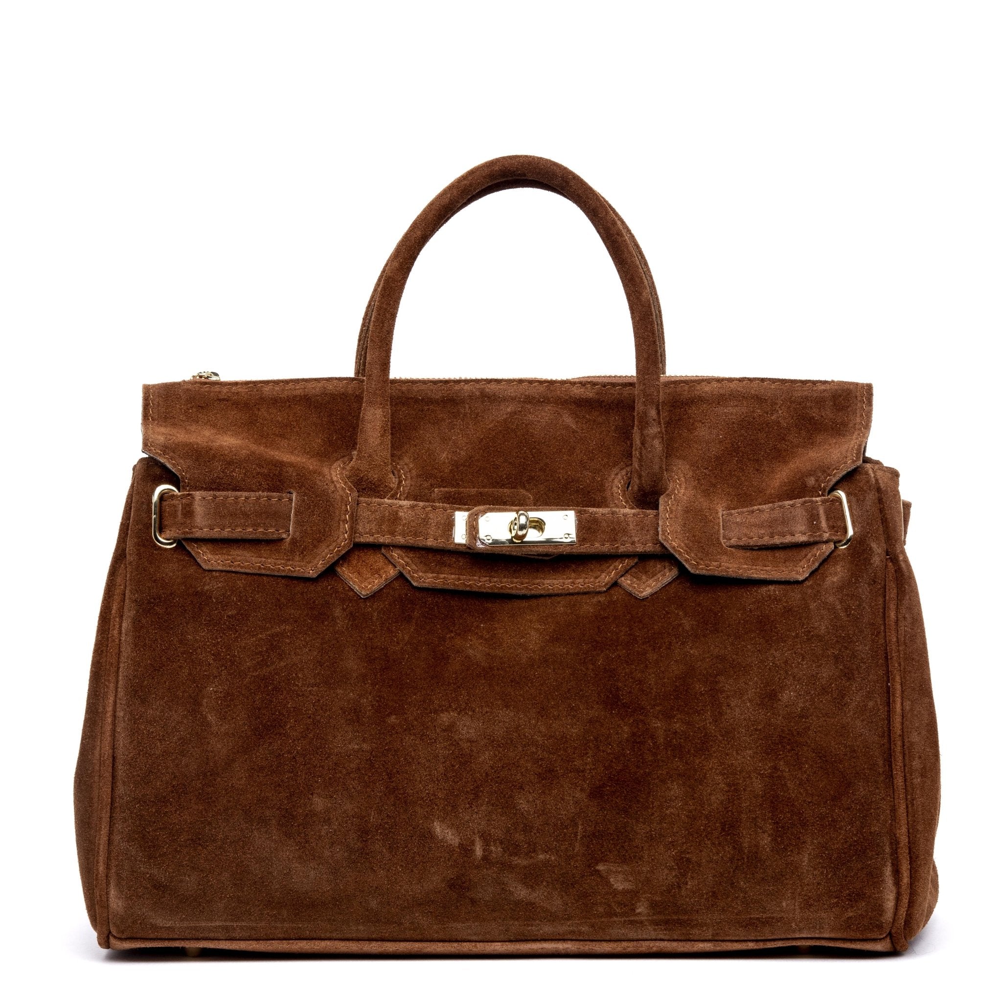 Shopper a mano in scamosciato cuoio. - TreemmeCreazioni