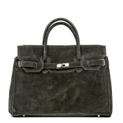 Shopper a mano in scamosciato verde. - TreemmeCreazioni