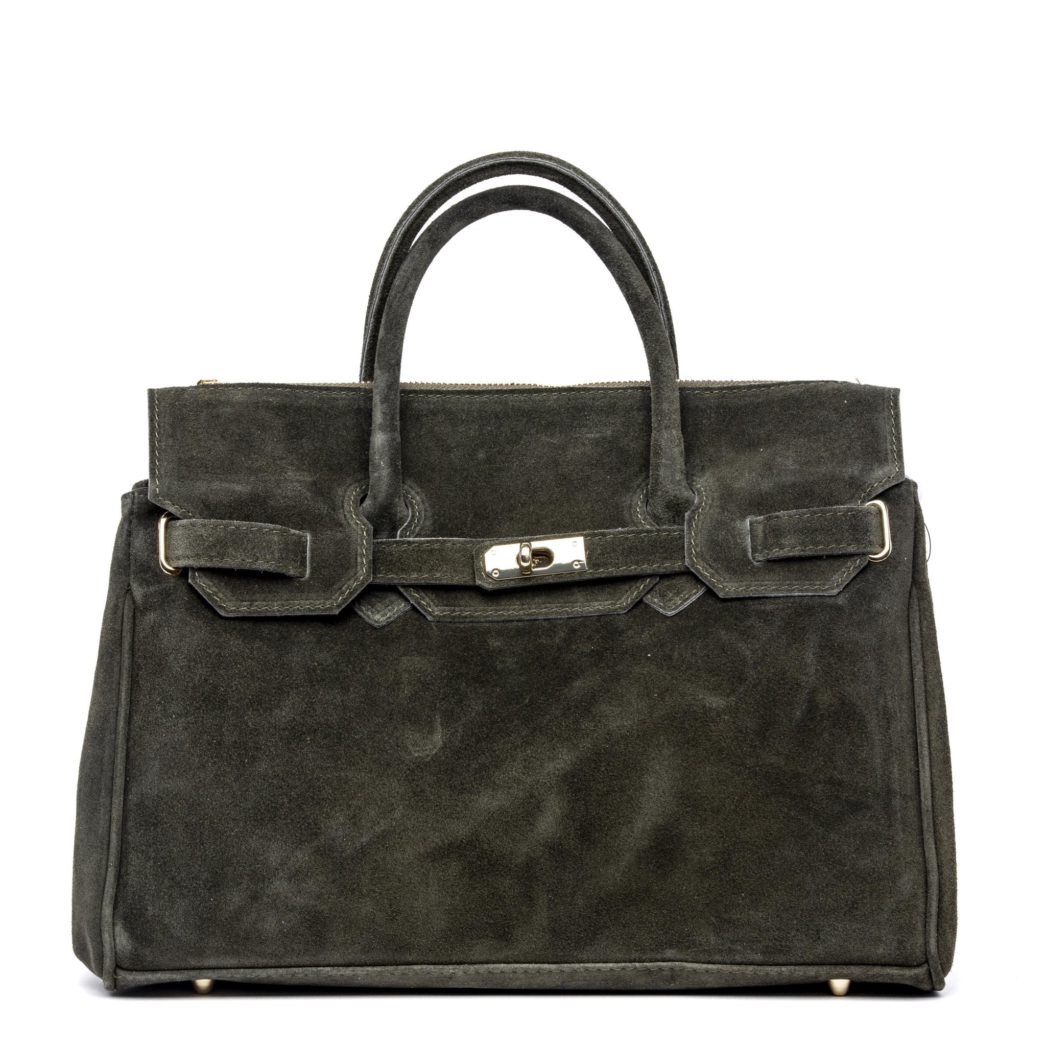 Shopper a mano in scamosciato verde. - TreemmeCreazioni