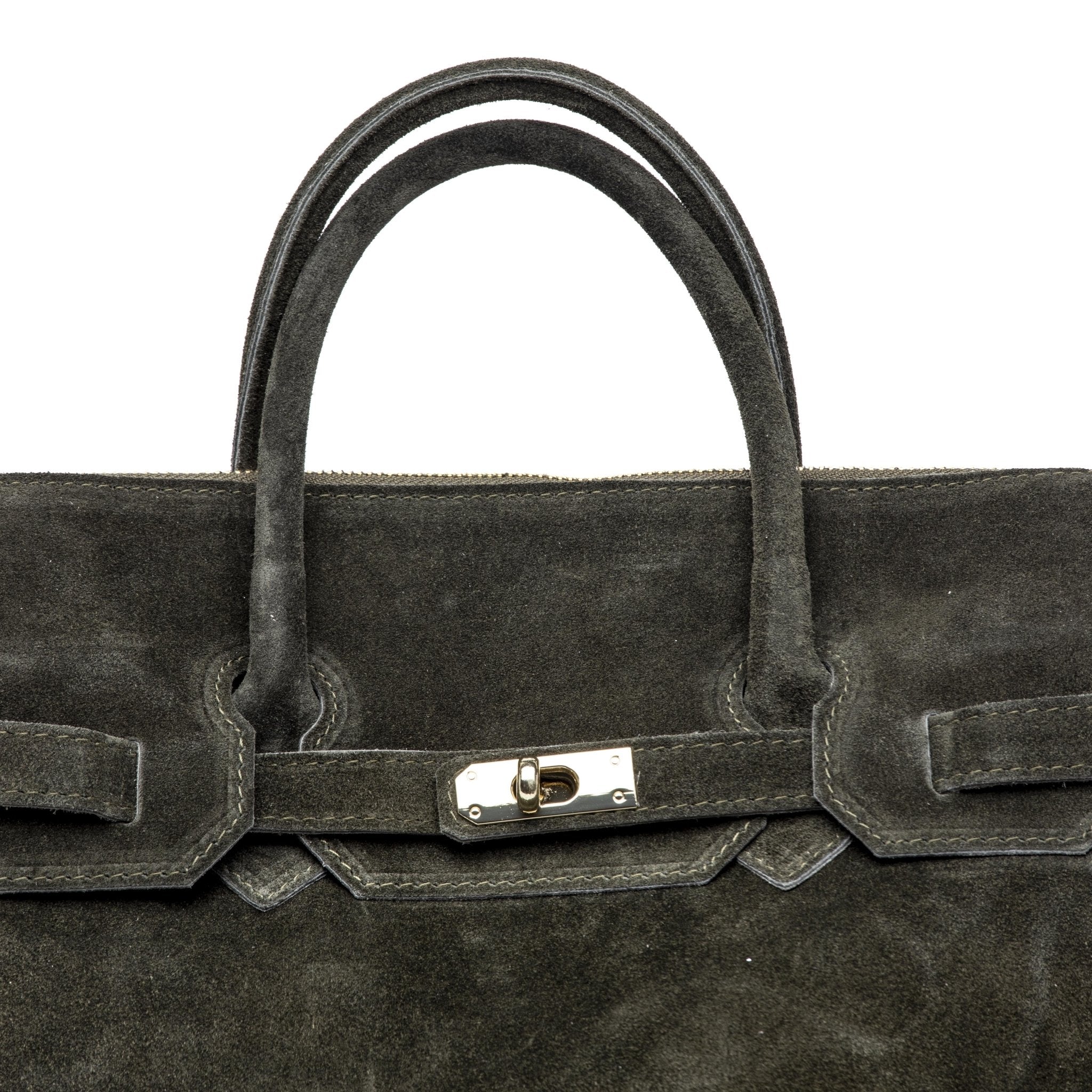 Shopper a mano in scamosciato verde. - TreemmeCreazioni