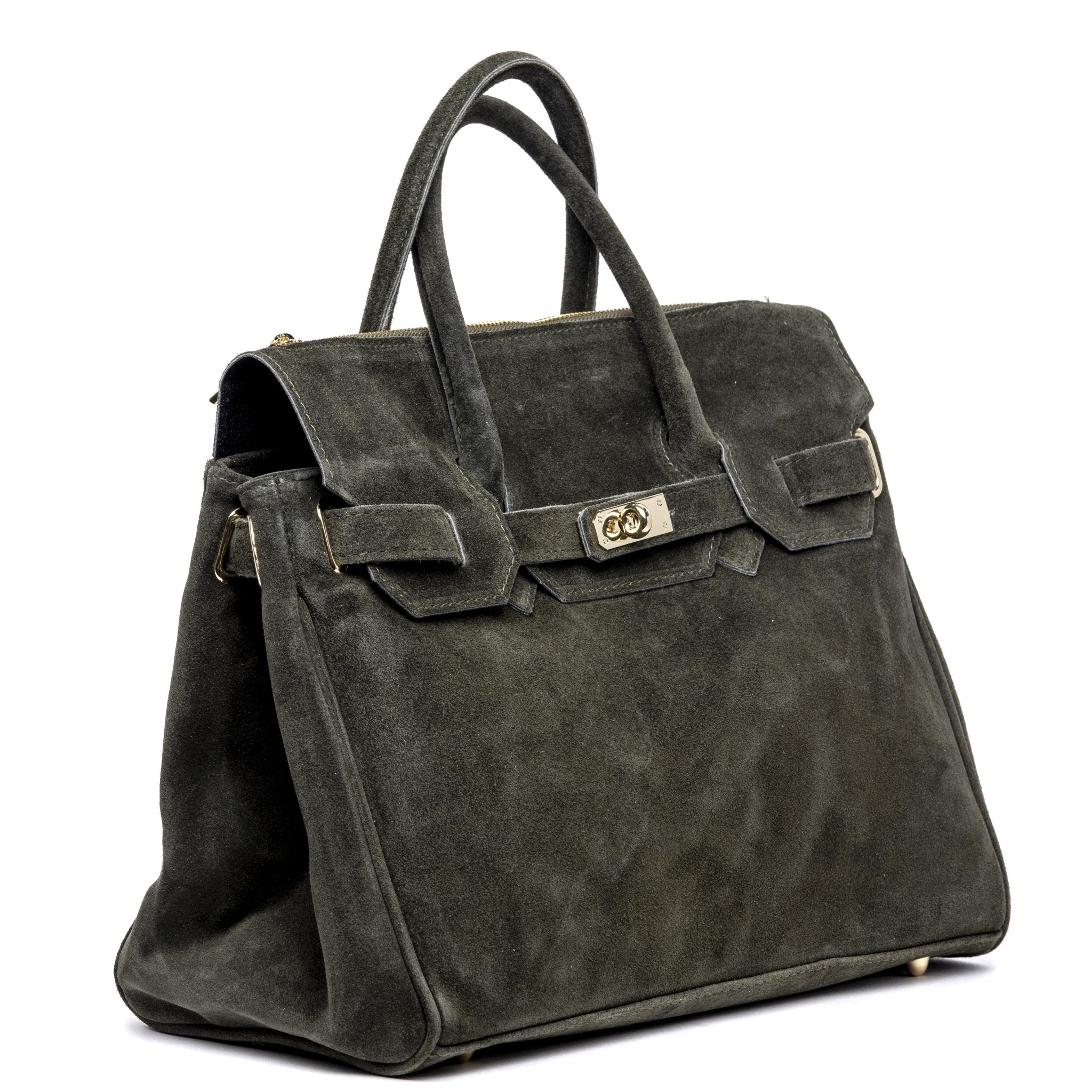 Shopper a mano in scamosciato verde. - TreemmeCreazioni