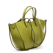 Shopper a mano tulipano in pelle verde. - TreemmeCreazioni