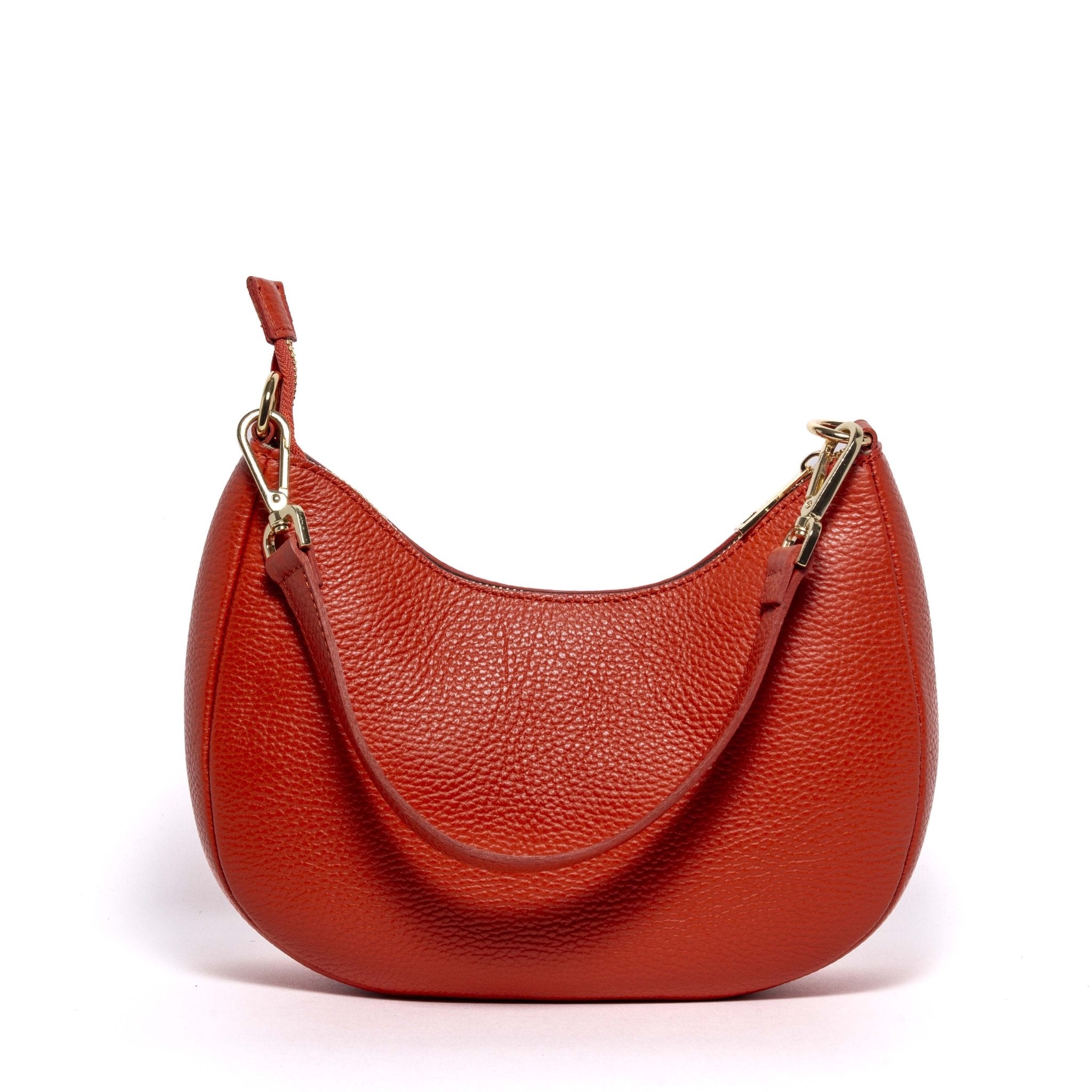 Shopper a mezza luna in pelle arancio. - TreemmeCreazioni