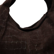 Shopper a spalla in pelle scamosciata cioccolata. - TreemmeCreazioni