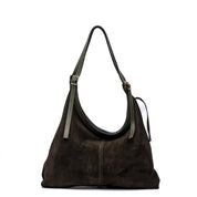 Shopper a spalla in pelle scamosciata verde. - TreemmeCreazioni