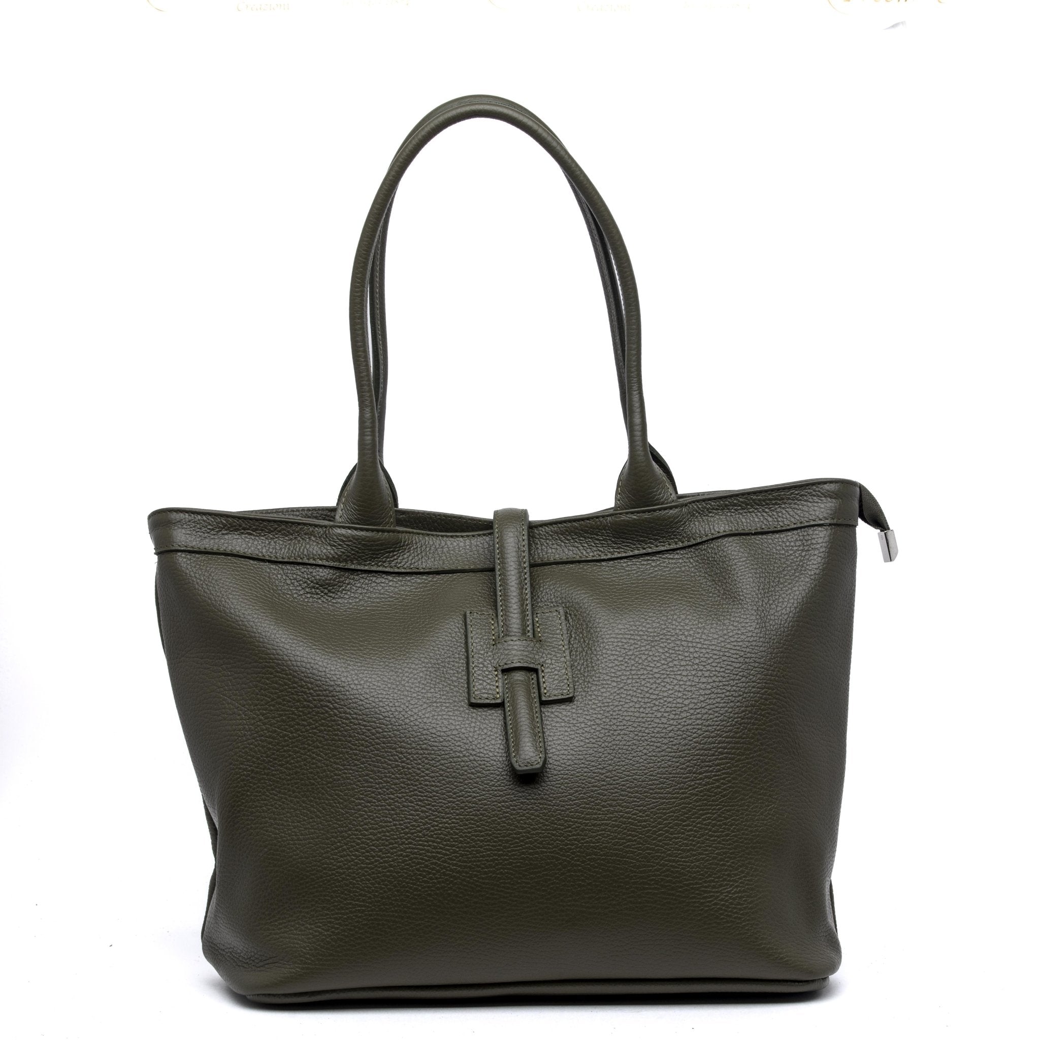 Shopper a spalla in vitello verde. - TreemmeCreazioni