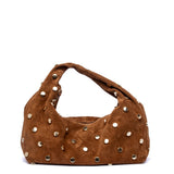 Shopper in camoscio cacao con applicazioni