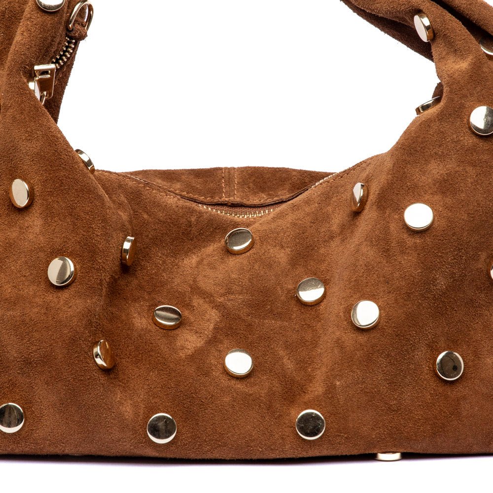 Shopper in camoscio cacao con applicazioni - TreemmeCreazioni