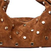 Shopper in camoscio cacao con applicazioni - TreemmeCreazioni