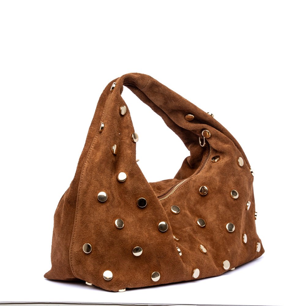 Shopper in camoscio cacao con applicazioni - TreemmeCreazioni