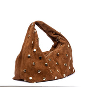 Shopper in camoscio cacao con applicazioni - TreemmeCreazioni