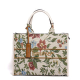 Shopper in cotone con stampa floreale.