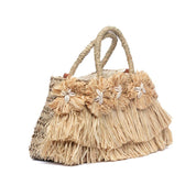 Shopper in rafia naturale con inserti in paglia - TreemmeCreazioni