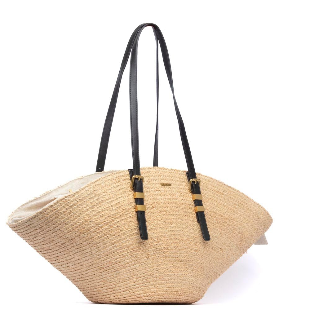 Shopper in rafia naturale con manici regolabili - TreemmeCreazioni