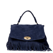 Shopper modello postina in camoscio con frange. - TreemmeCreazioni