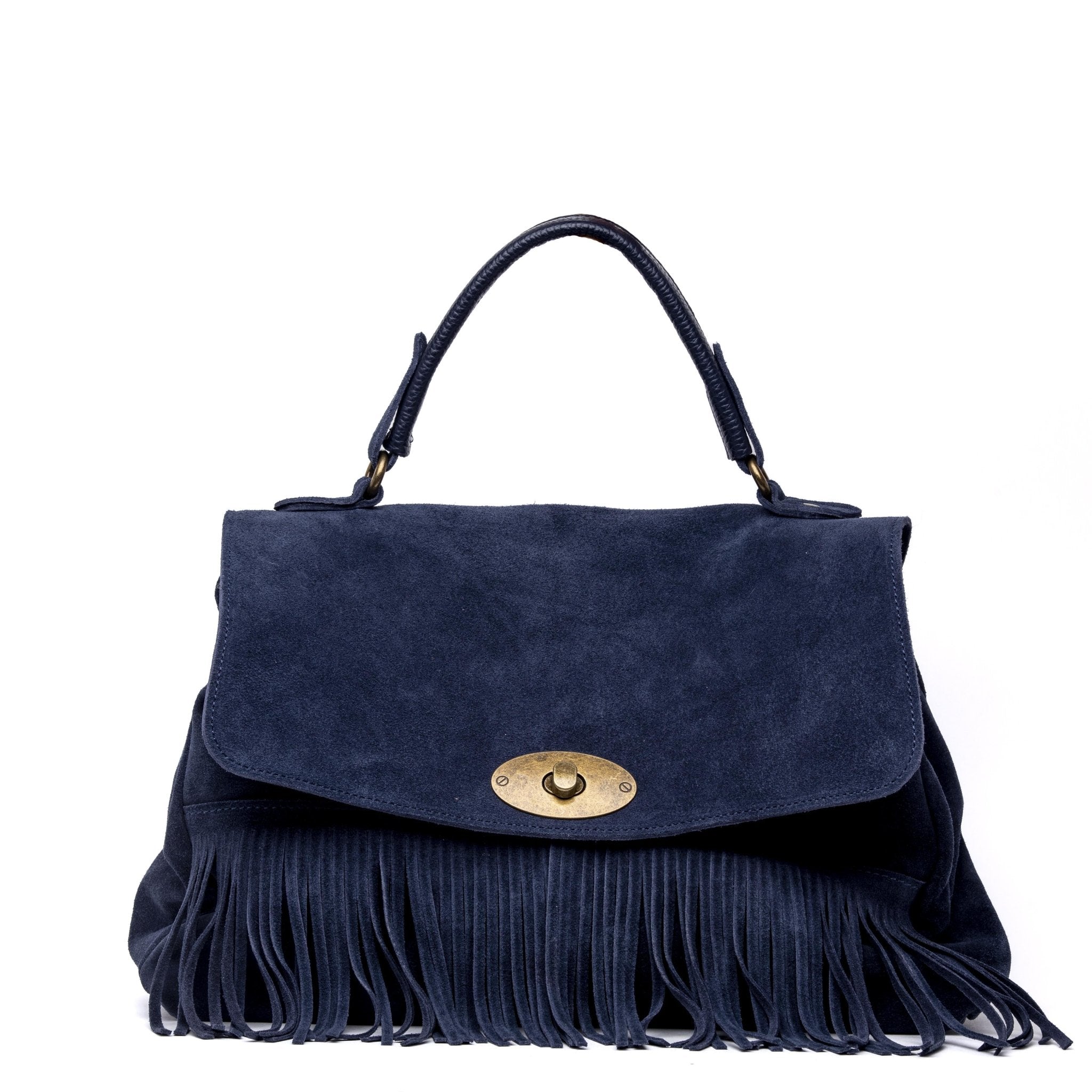 Shopper modello postina in camoscio con frange. - TreemmeCreazioni